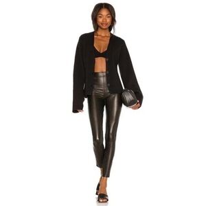 Spanx Women's Black Pull-On Skinny Ankle Faux-Leather Leggings Size Small